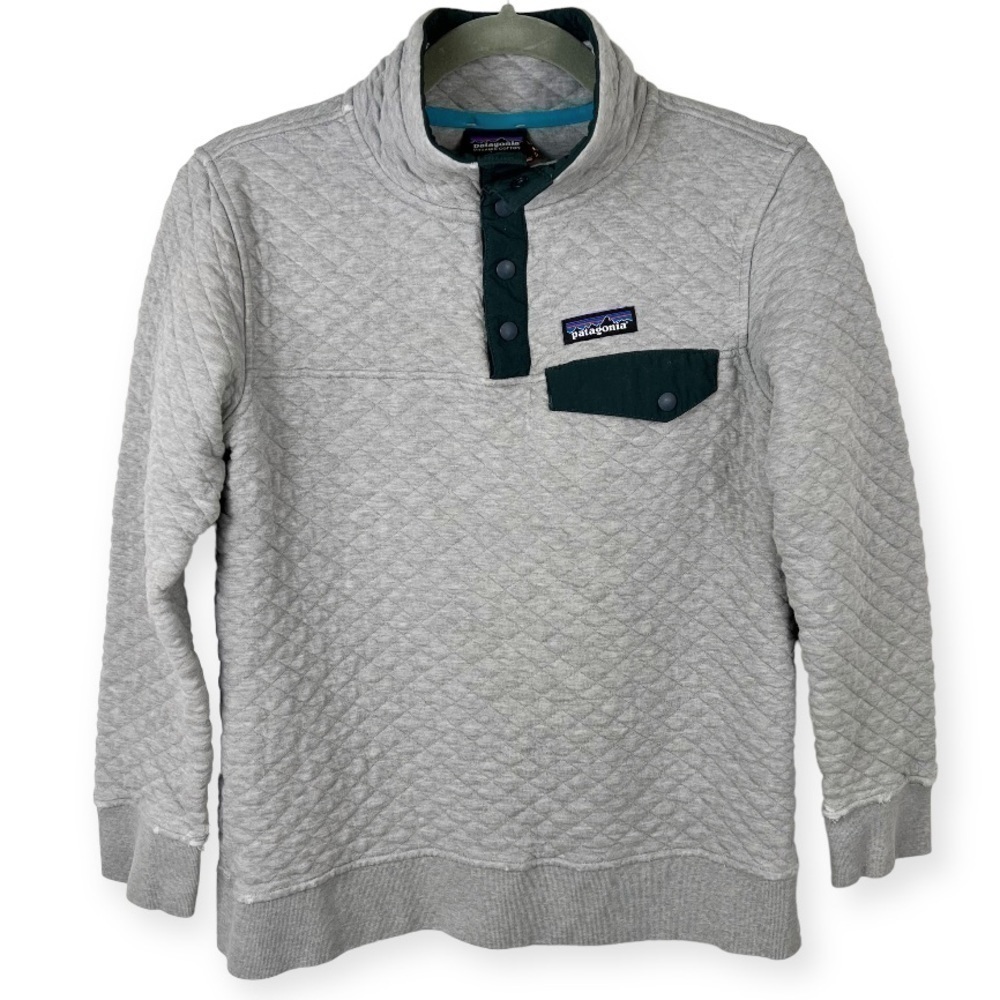 Patagonia Organic Cotton Quilt Snap T Pullover Sweatshirt XS Gray Green